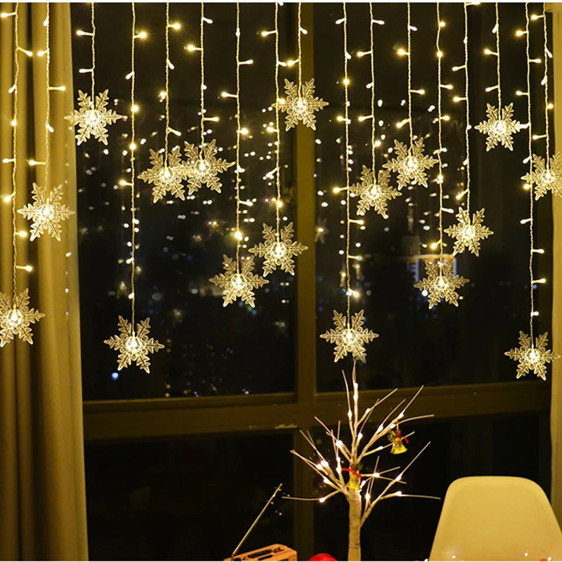 Luzes de Led  Decoração de Natal Flocos de Neve