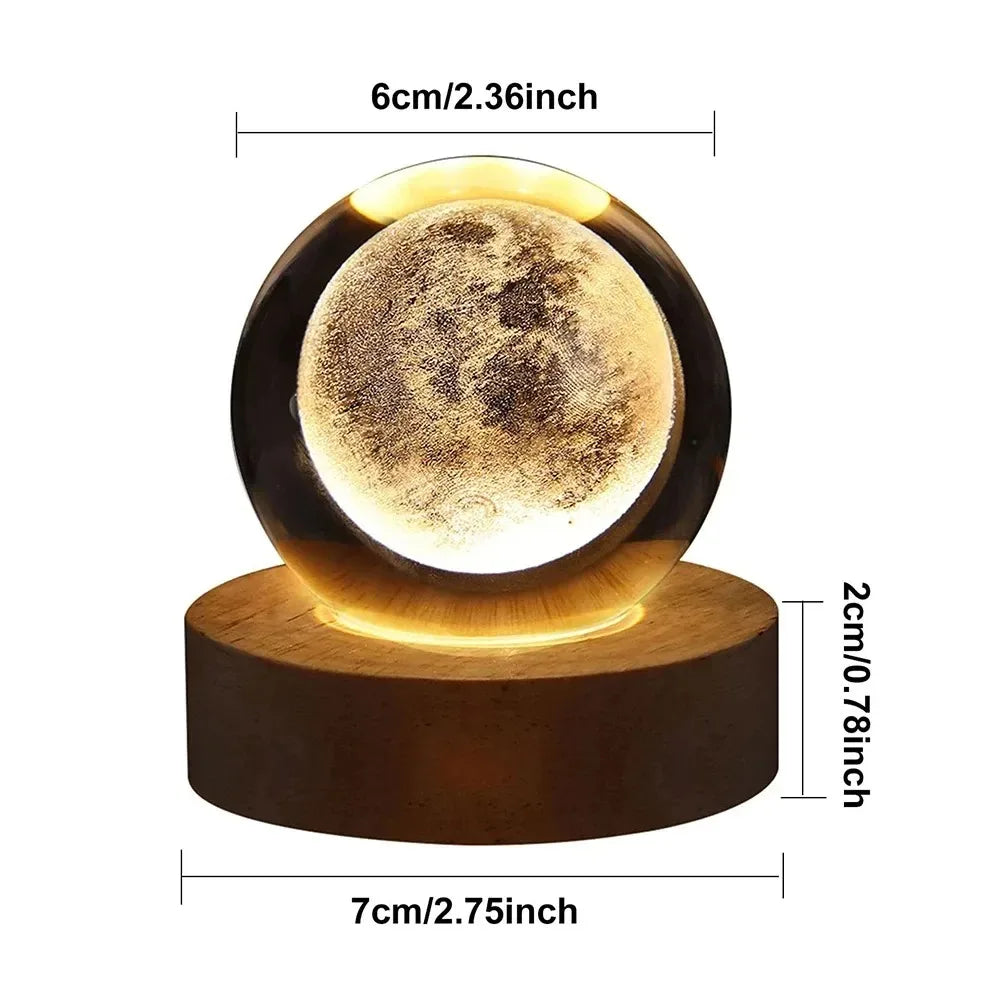 Lâmpada de cristal 3D projeções planetárias