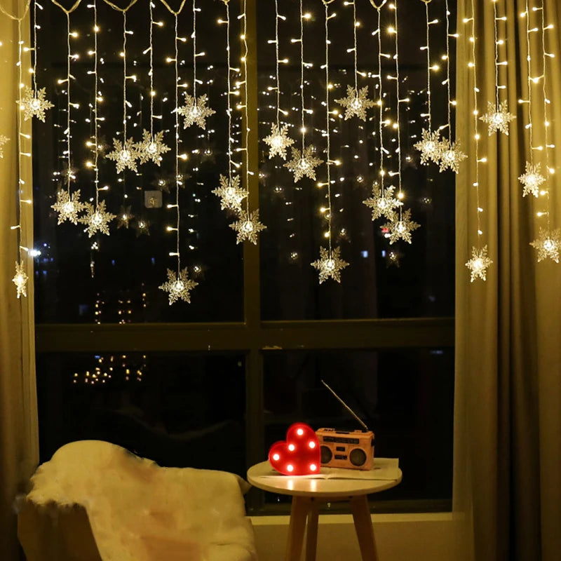 Luzes de Led  Decoração de Natal Flocos de Neve